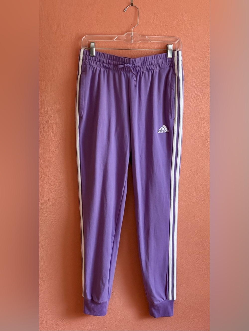 NWT adidas Lavender Track Joggers with White Side Stripes